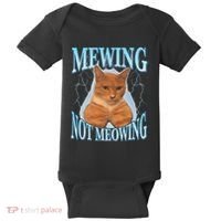 Funny Cat Meme Mewing Looksmax Meowing Cat Trend Baby Bodysuit thumb 0