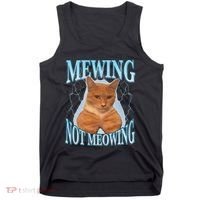 Funny Cat Meme Mewing Looksmax Meowing Cat Trend Tank Top thumb 0