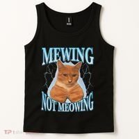 Funny Cat Meme Mewing Looksmax Meowing Cat Trend Tank Top thumb 2