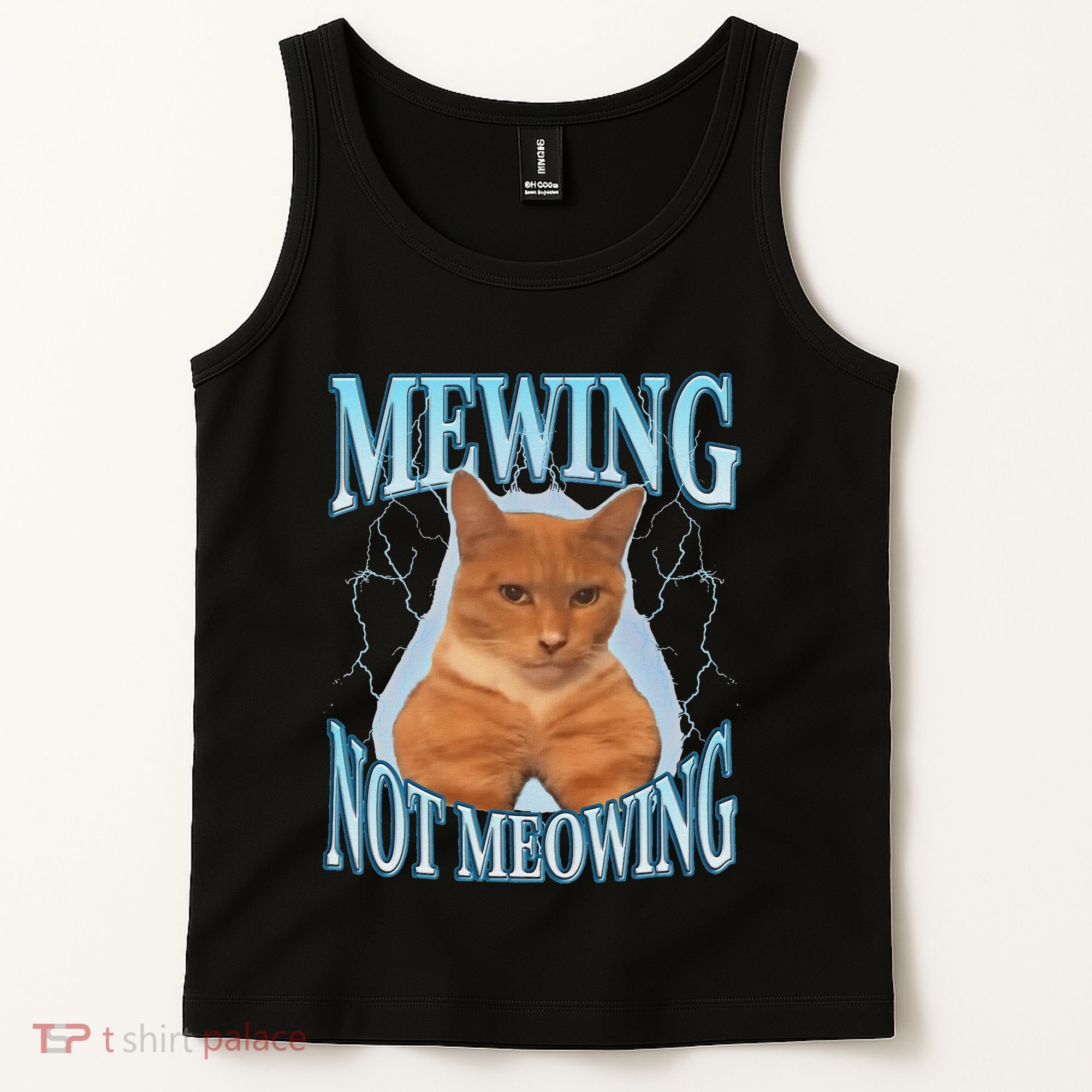 Funny Cat Meme Mewing Looksmax Meowing Cat Trend Tank Top
