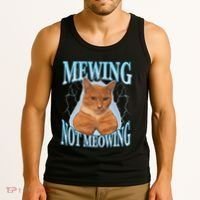 Funny Cat Meme Mewing Looksmax Meowing Cat Trend Tank Top thumb 3
