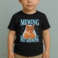 Funny Cat Meme Mewing Looksmax Meowing Cat Trend Toddler T-Shirt thumb 2