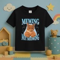 Funny Cat Meme Mewing Looksmax Meowing Cat Trend Toddler T-Shirt thumb 3