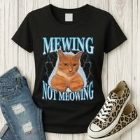 Funny Cat Meme Mewing Looksmax Meowing Cat Trend Women's T-Shirt thumb 3