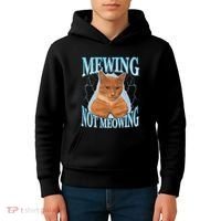 Funny Cat Meme Mewing Looksmax Meowing Cat Trend Kids Hoodie thumb 4