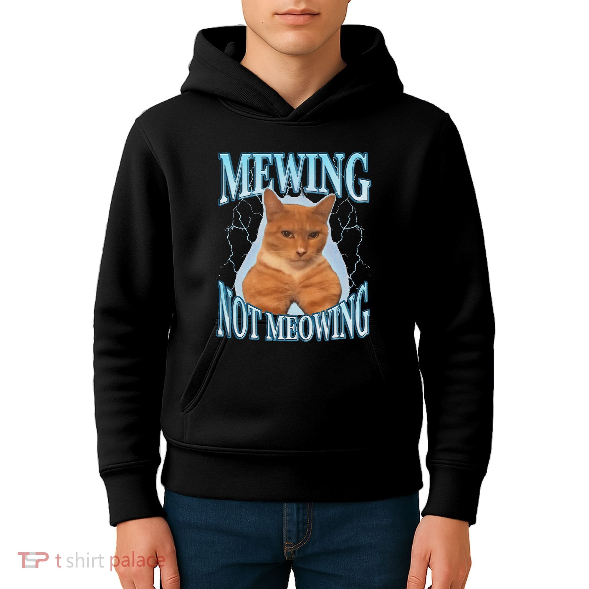 Funny Cat Meme Mewing Looksmax Meowing Cat Trend Kids Hoodie
