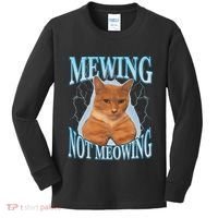 Funny Cat Meme Mewing Looksmax Meowing Cat Trend Kids Long Sleeve Shirt thumb 0