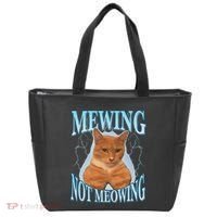 Funny Cat Meme Mewing Looksmax Meowing Cat Trend Tote Bag thumb 0