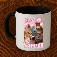 Funny Cat Meme Professional Yapper Cat Oddly Specific Dank Coffee Mug thumb 2