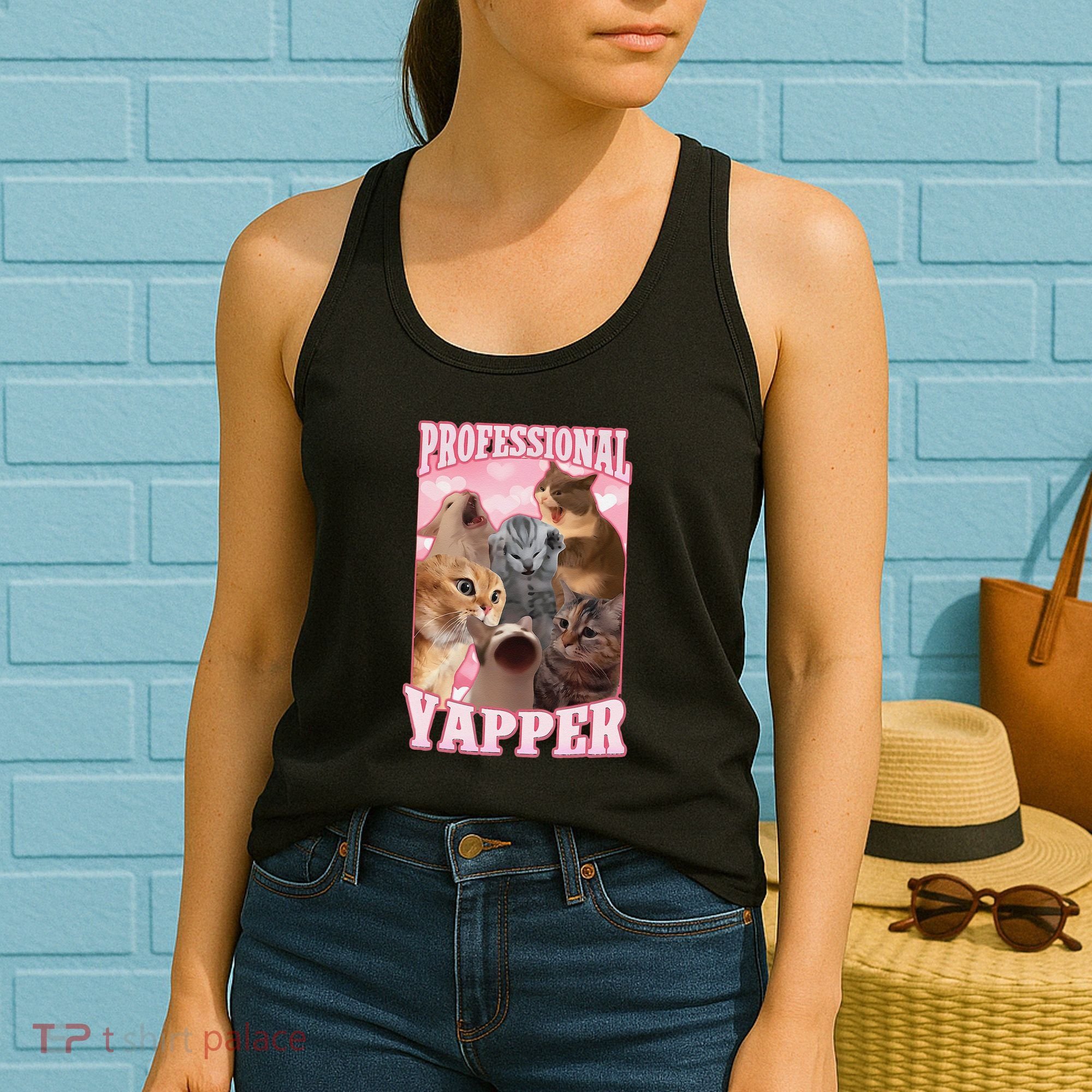 Funny Cat Meme Professional Yapper Cat Oddly Specific Dank Women's Tank Top