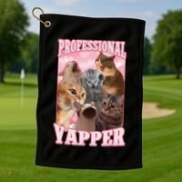Funny Cat Meme Professional Yapper Cat Oddly Specific Dank Golf Towel thumb 1