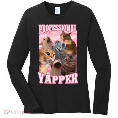 Funny Cat Meme Professional Yapper Cat Oddly Specific Dank Women's Long Sleeve Shirt