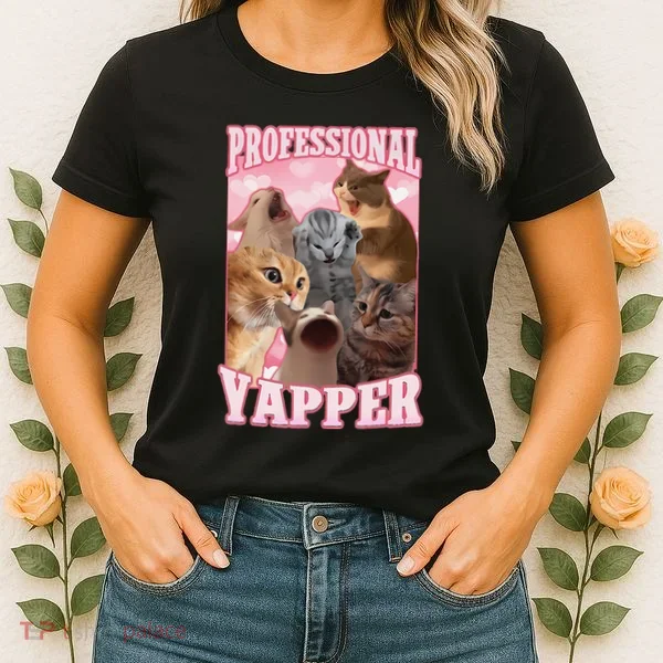 Funny Cat Meme Professional Yapper Cat Oddly Specific Dank Women's T-Shirt
