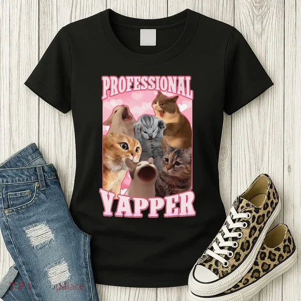 Funny Cat Meme Professional Yapper Cat Oddly Specific Dank Women's T-Shirt