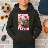 Funny Cat Meme Professional Yapper Cat Oddly Specific Dank Kids Hoodie thumb 2