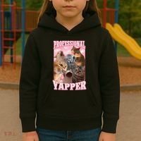 Funny Cat Meme Professional Yapper Cat Oddly Specific Dank Kids Hoodie thumb 3