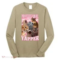 Funny Cat Meme Professional Yapper Cat Oddly Specific Dank Long Sleeve Shirt thumb 0