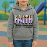 Faith Can Move Mountains Matthew 21:22 Prayer Kids Hoodie thumb 3