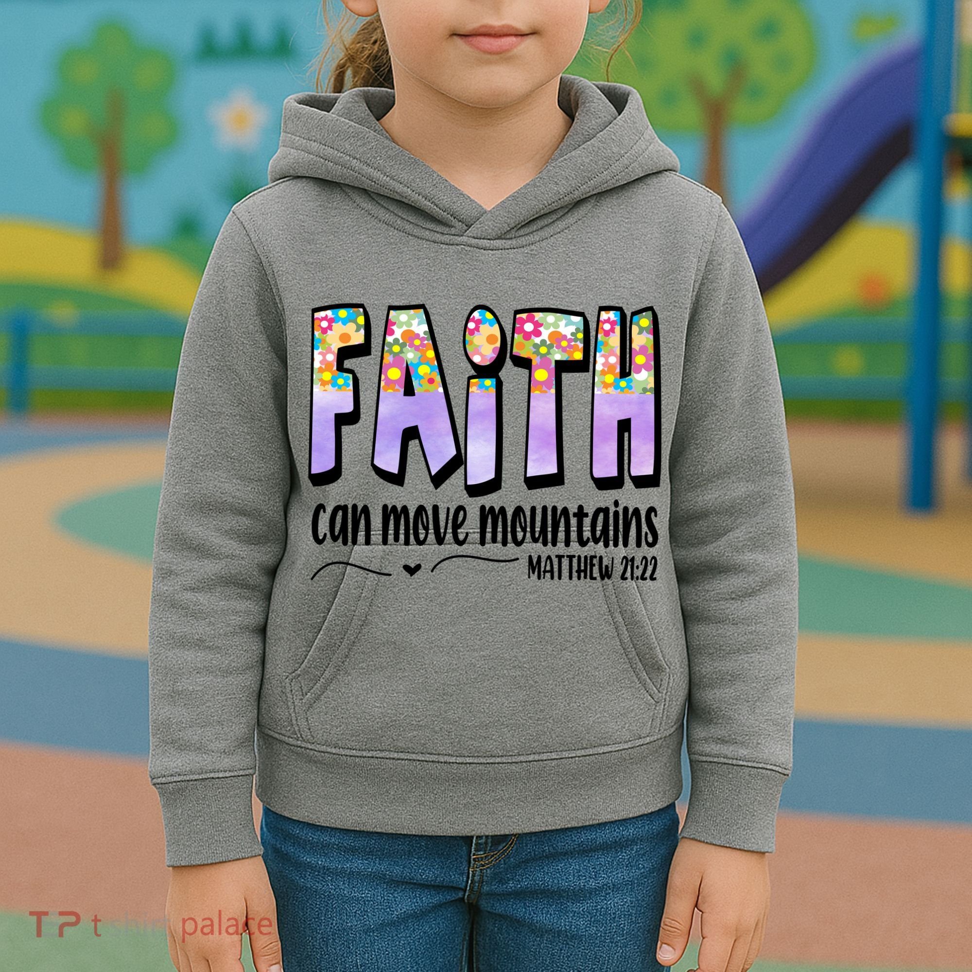 Faith Can Move Mountains Matthew 21:22 Prayer Kids Hoodie
