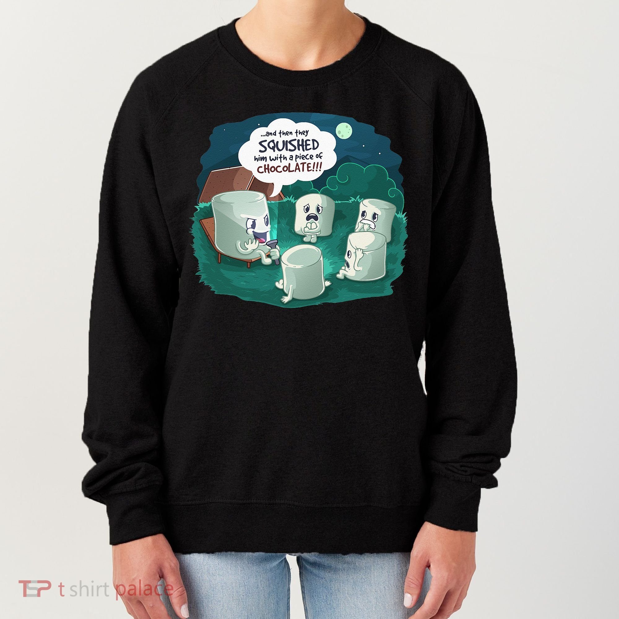 Funny Cute Marshmallow Scary Campfire Story SMores Gift Women's Sweatshirt