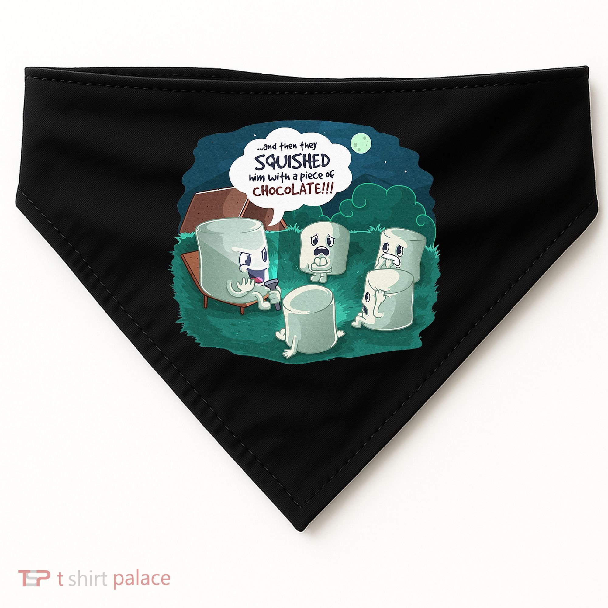 Funny Cute Marshmallow Scary Campfire Story SMores Gift USA-Made Doggie Bandana