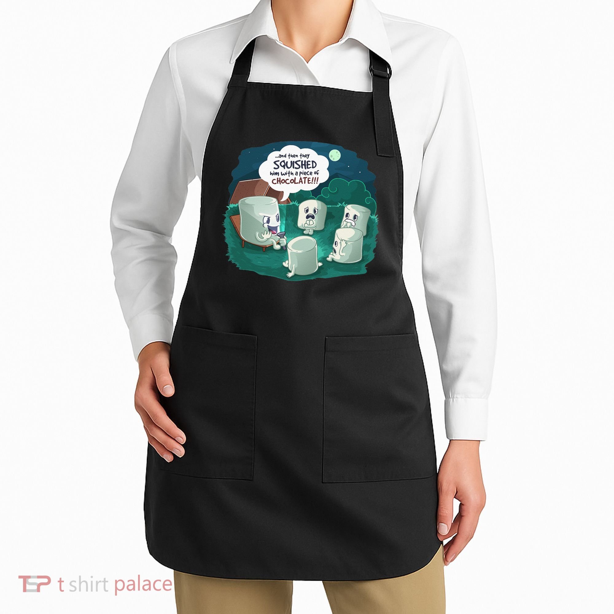 Funny Cute Marshmallow Scary Campfire Story SMores Gift Apron