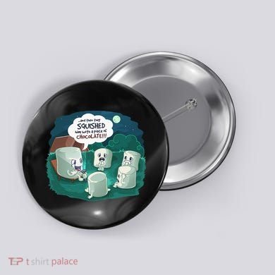 Funny Cute Marshmallow Scary Campfire Story SMores Gift Button
