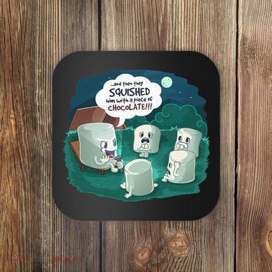 Funny Cute Marshmallow Scary Campfire Story SMores Gift Coaster