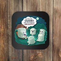 Funny Cute Marshmallow Scary Campfire Story SMores Gift Coaster thumb 0