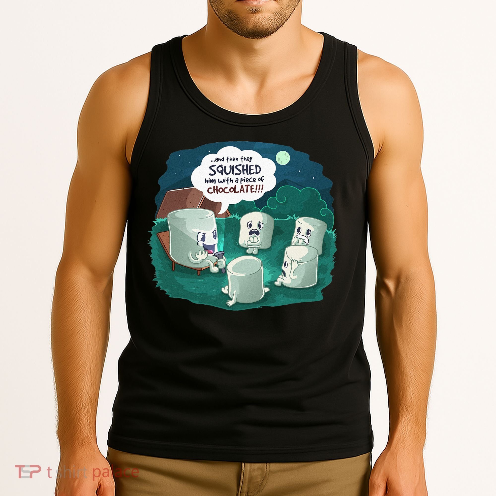 Funny Cute Marshmallow Scary Campfire Story SMores Gift Tank Top