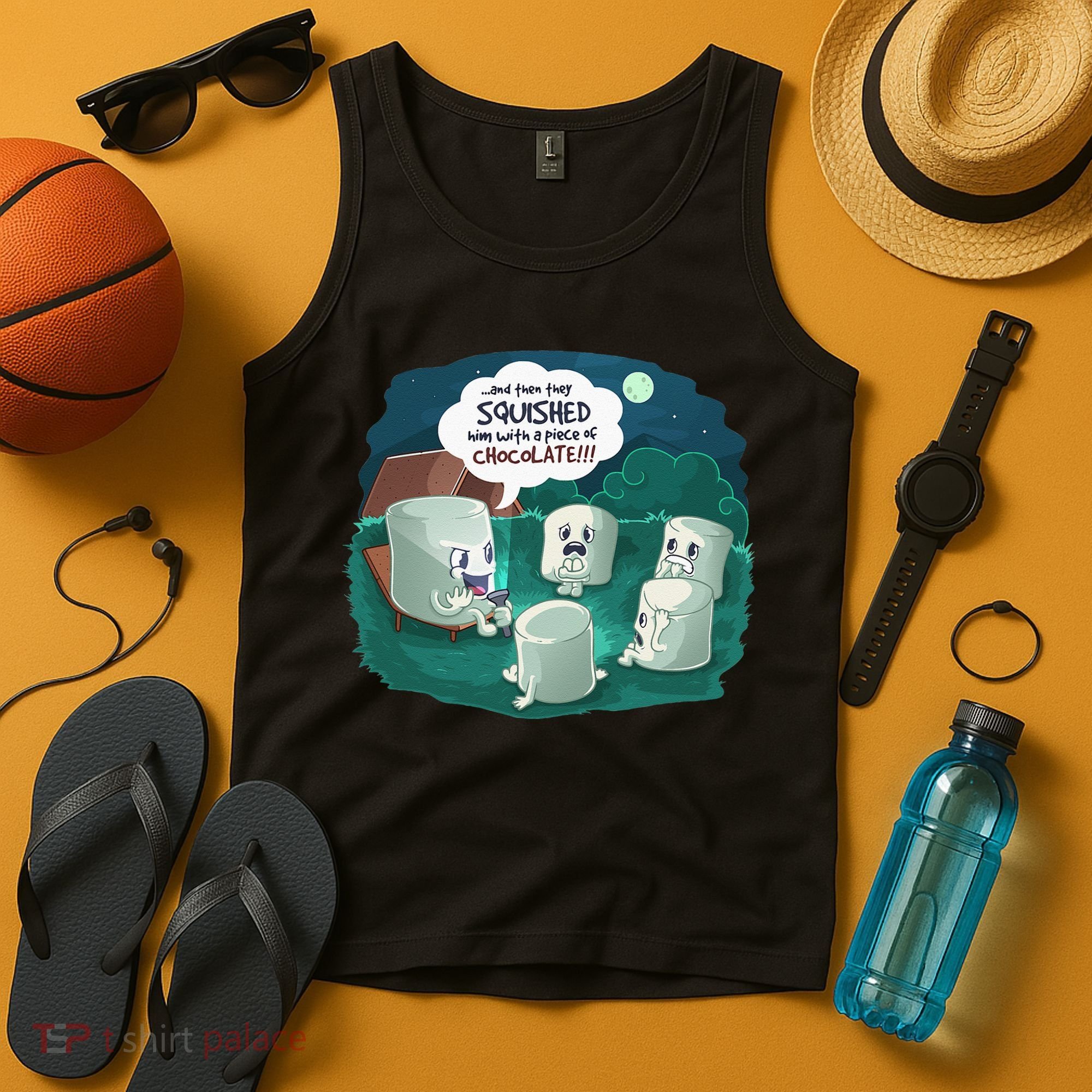 Funny Cute Marshmallow Scary Campfire Story SMores Gift Tank Top