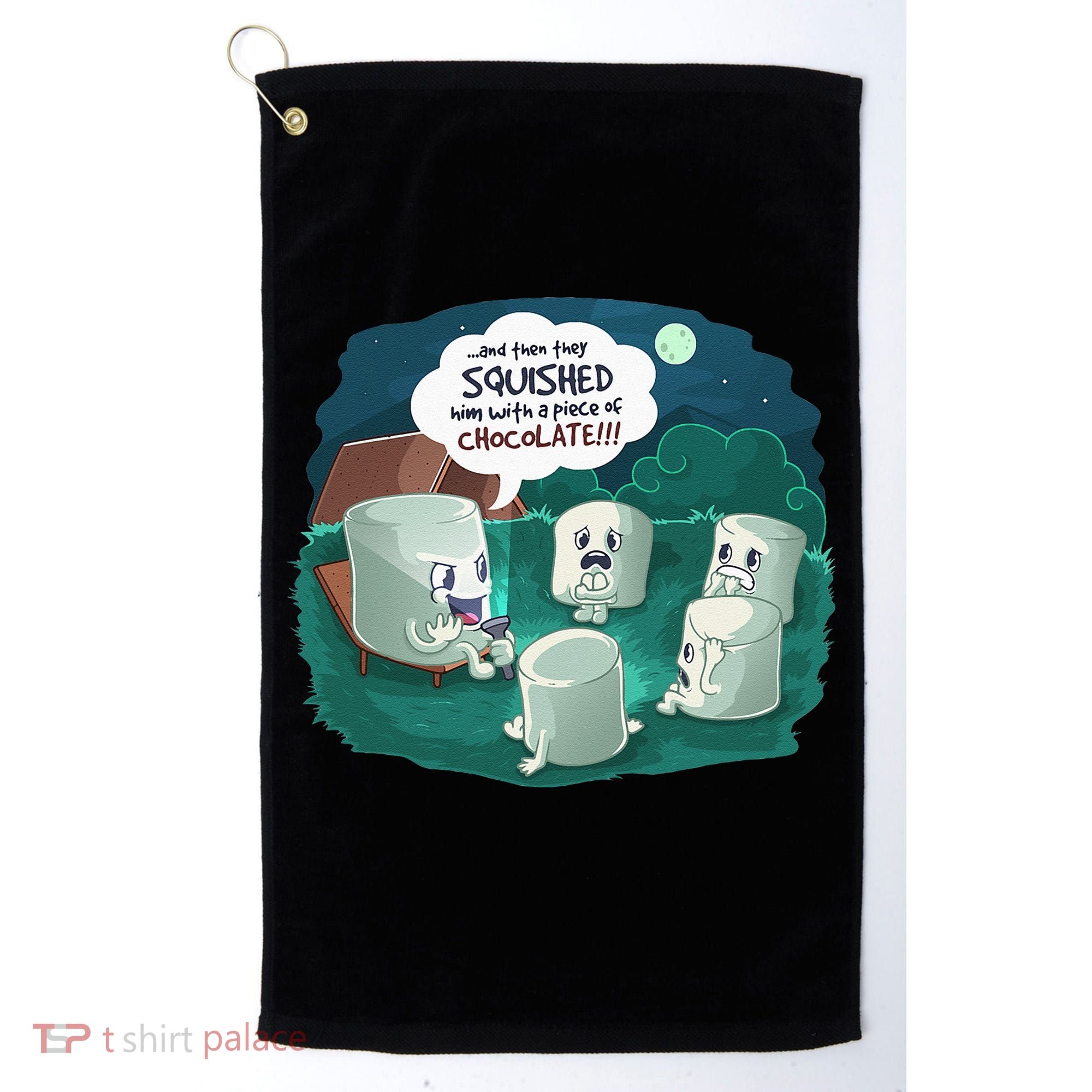 Funny Cute Marshmallow Scary Campfire Story SMores Gift Golf Towel