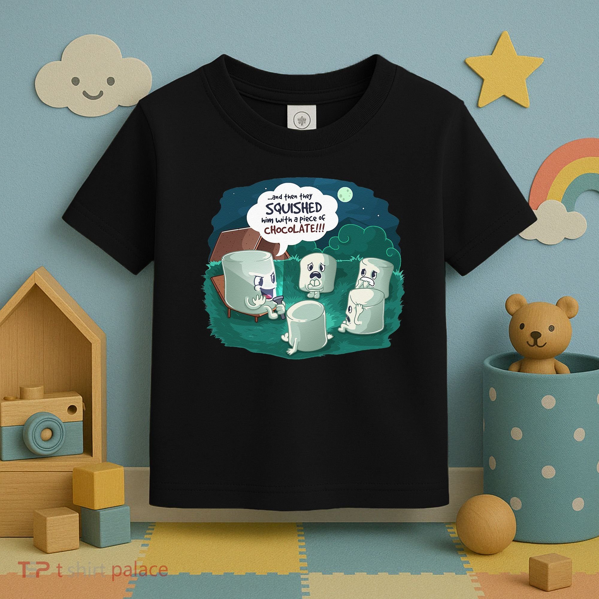 Funny Cute Marshmallow Scary Campfire Story SMores Gift Toddler T-Shirt