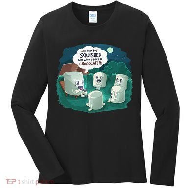 Funny Cute Marshmallow Scary Campfire Story SMores Gift Women's Long Sleeve Shirt