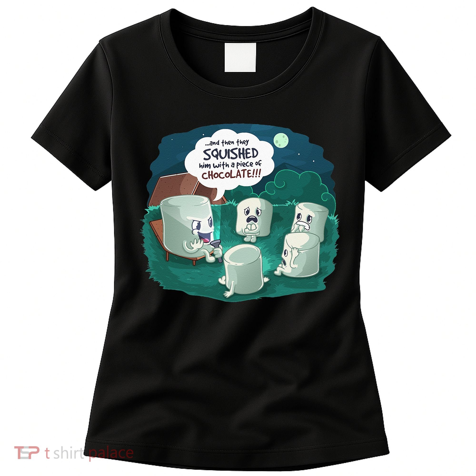 Funny Cute Marshmallow Scary Campfire Story SMores Gift Women's T-Shirt
