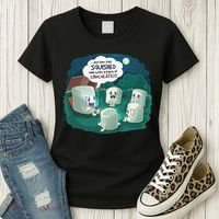 Funny Cute Marshmallow Scary Campfire Story SMores Gift Women's T-Shirt thumb 3
