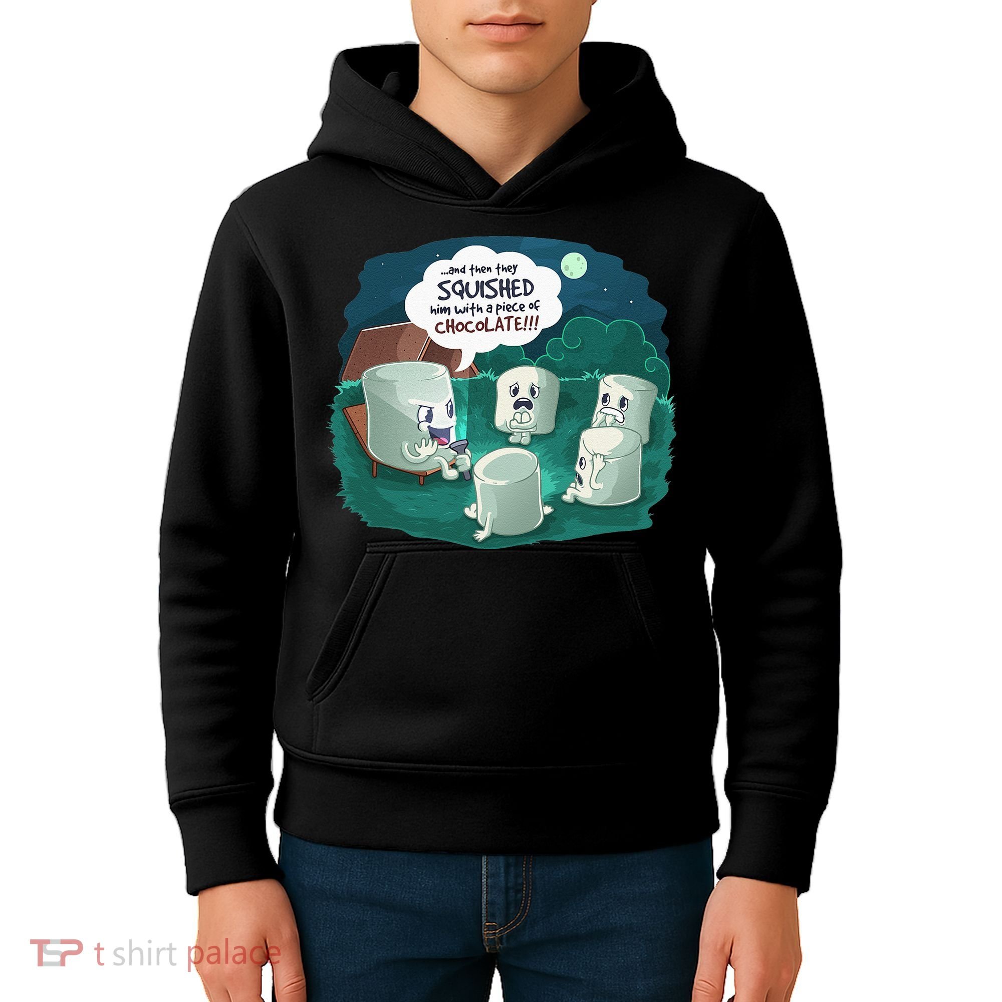 Funny Cute Marshmallow Scary Campfire Story SMores Gift Kids Hoodie