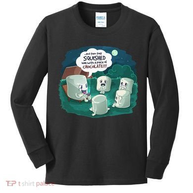Funny Cute Marshmallow Scary Campfire Story SMores Gift Kids Long Sleeve Shirt