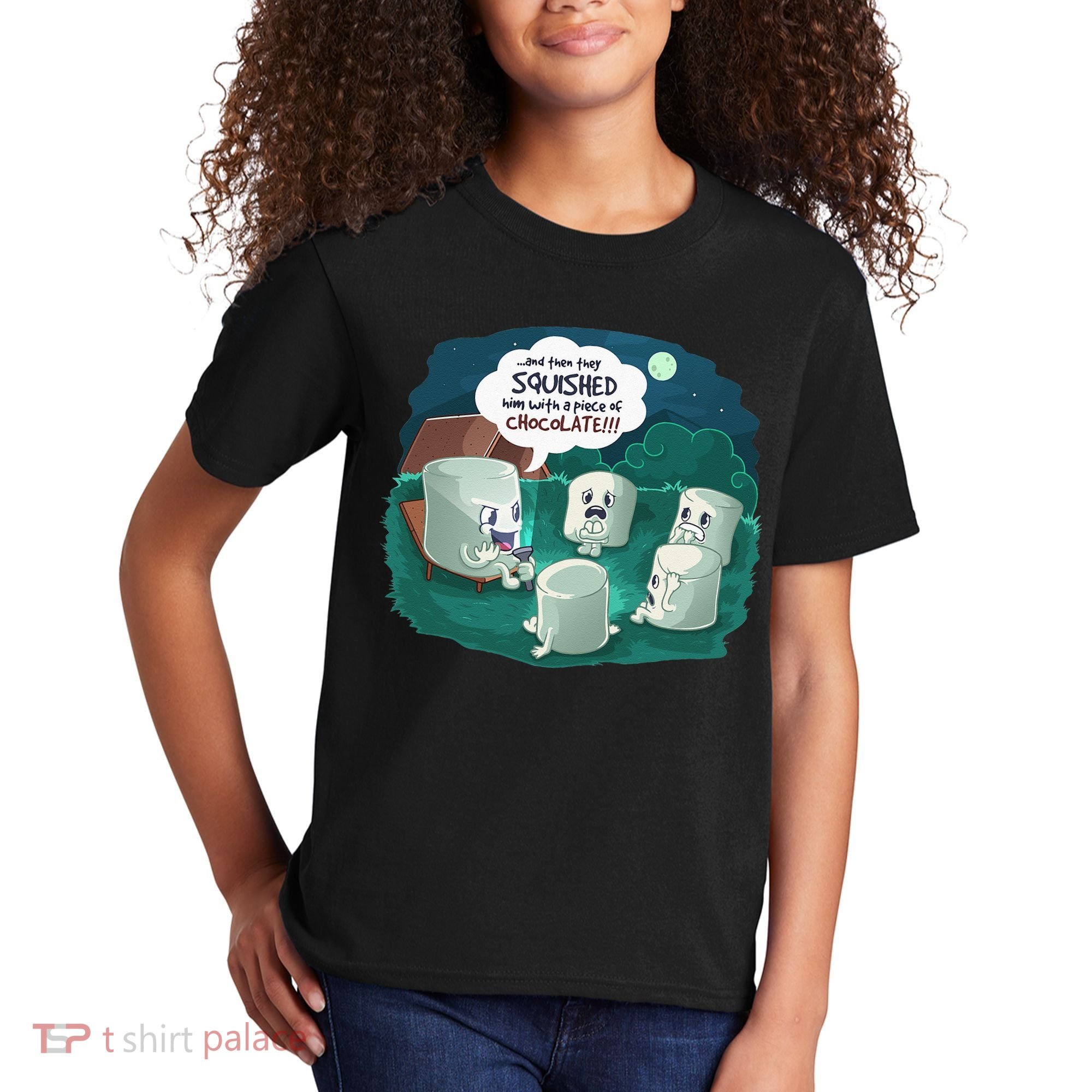 Funny Cute Marshmallow Scary Campfire Story SMores Gift Kids T-Shirt