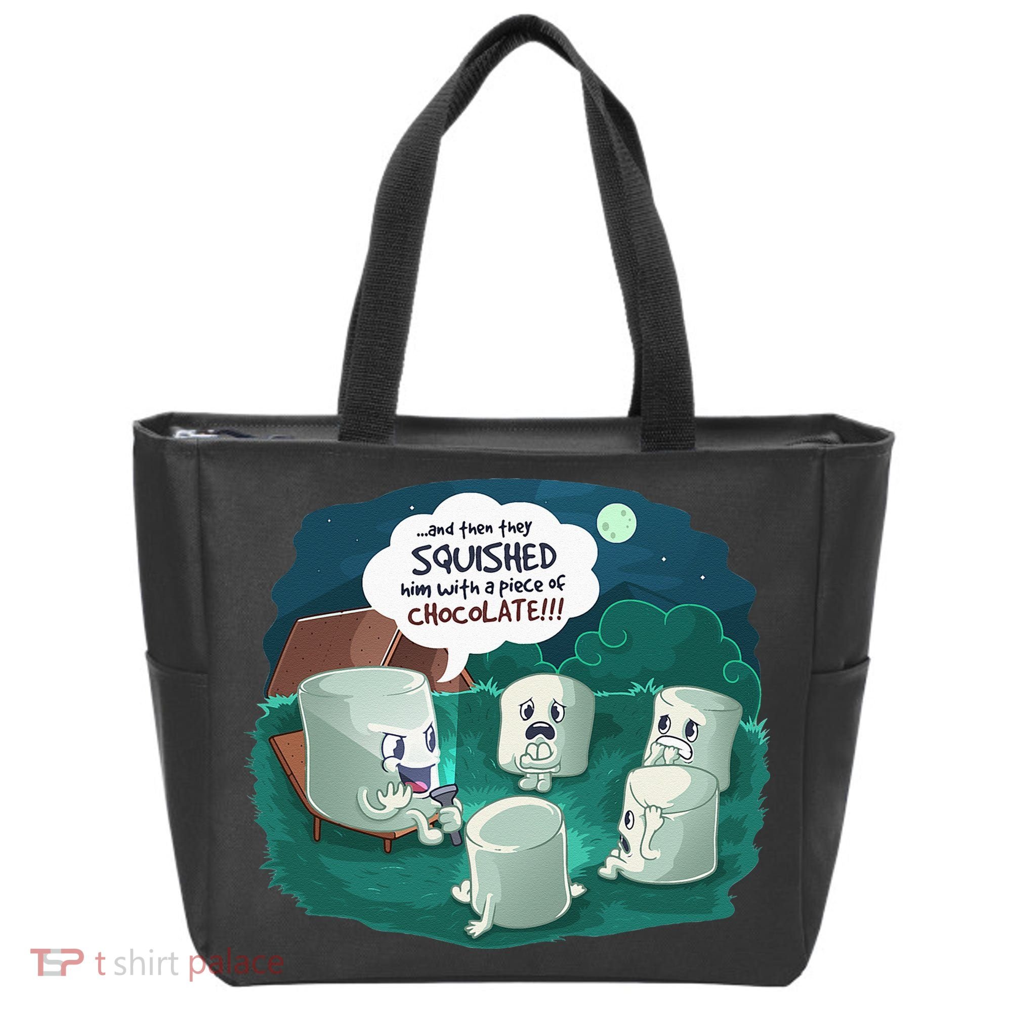 Funny Cute Marshmallow Scary Campfire Story SMores Gift Tote Bag