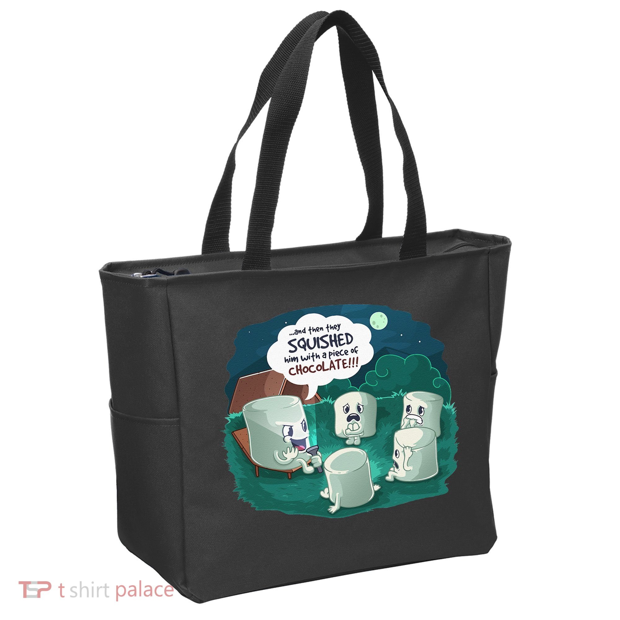 Funny Cute Marshmallow Scary Campfire Story SMores Gift Tote Bag