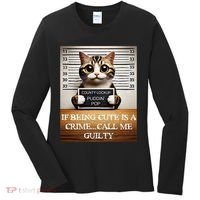 Funny Cat Meme Guilty Of Being Cute Women's Long Sleeve Shirt thumb 0