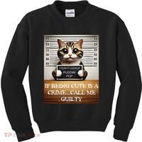 Funny Cat Meme Guilty Of Being Cute Kids Sweatshirt thumb 0