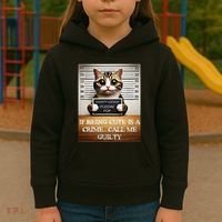 Funny Cat Meme Guilty Of Being Cute Kids Hoodie thumb 3