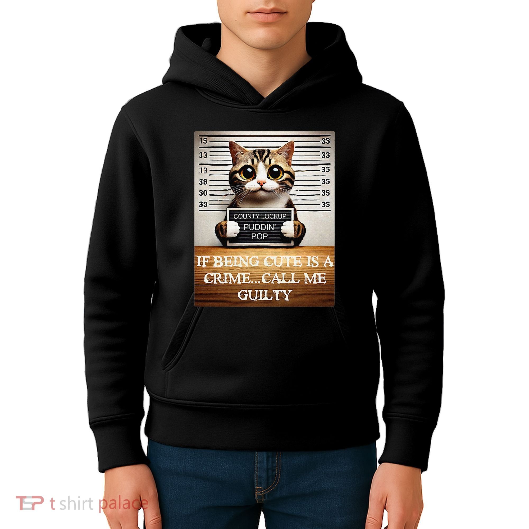 Funny Cat Meme Guilty Of Being Cute Kids Hoodie