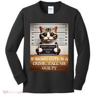 Funny Cat Meme Guilty Of Being Cute Kids Long Sleeve Shirt thumb 0