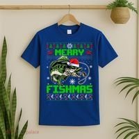 Fishing Christmas Merry Fishmas Bass Fish Ugly Xmas Sweater Cute Gift T-Shirt thumb 2