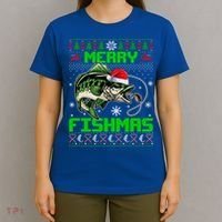Fishing Christmas Merry Fishmas Bass Fish Ugly Xmas Sweater Cute Gift T-Shirt thumb 4