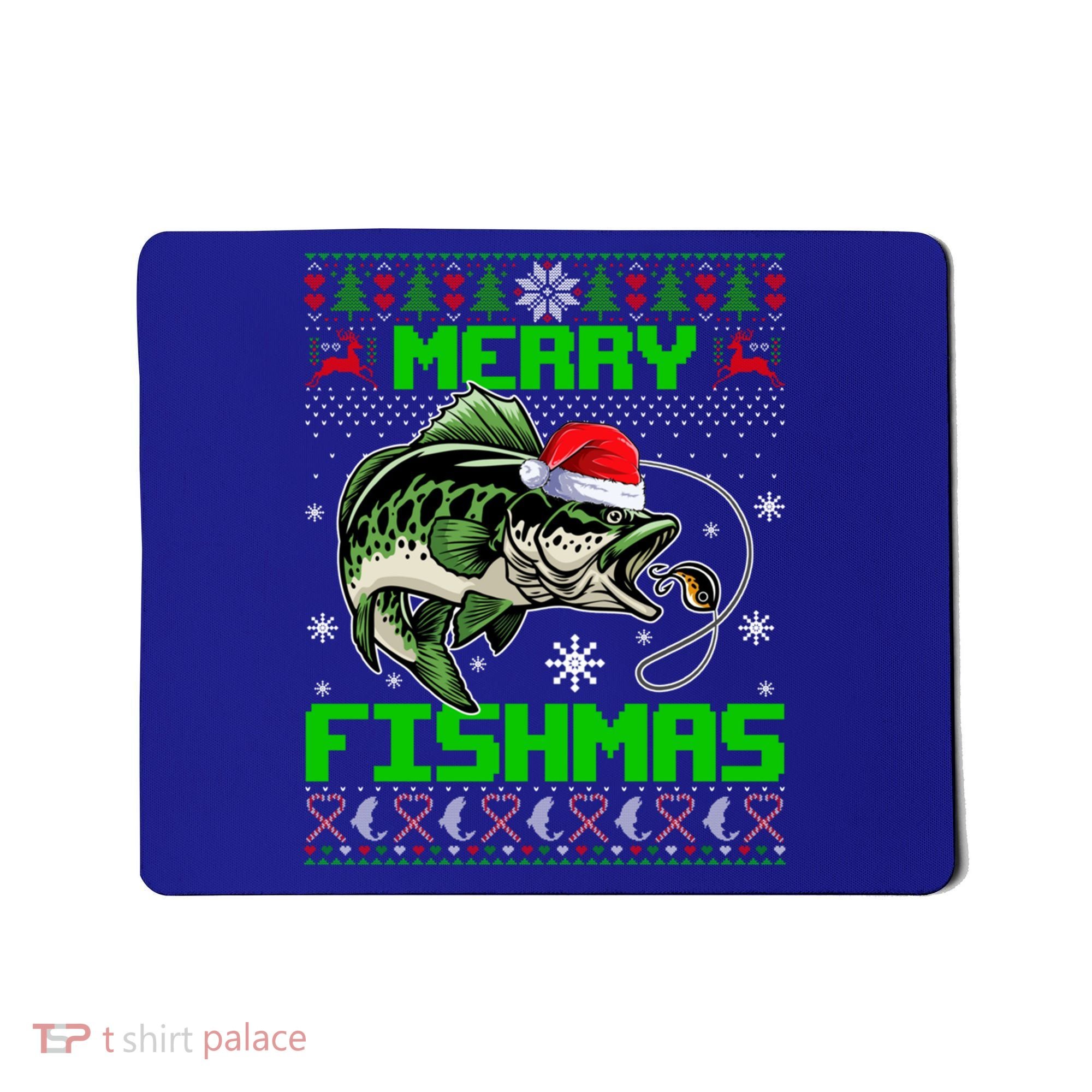 Fishing Christmas Merry Fishmas Bass Fish Ugly Xmas Sweater Cute Gift Mousepad