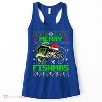 Fishing Christmas Merry Fishmas Bass Fish Ugly Xmas Sweater Cute Gift Women's Tank Top thumb 0